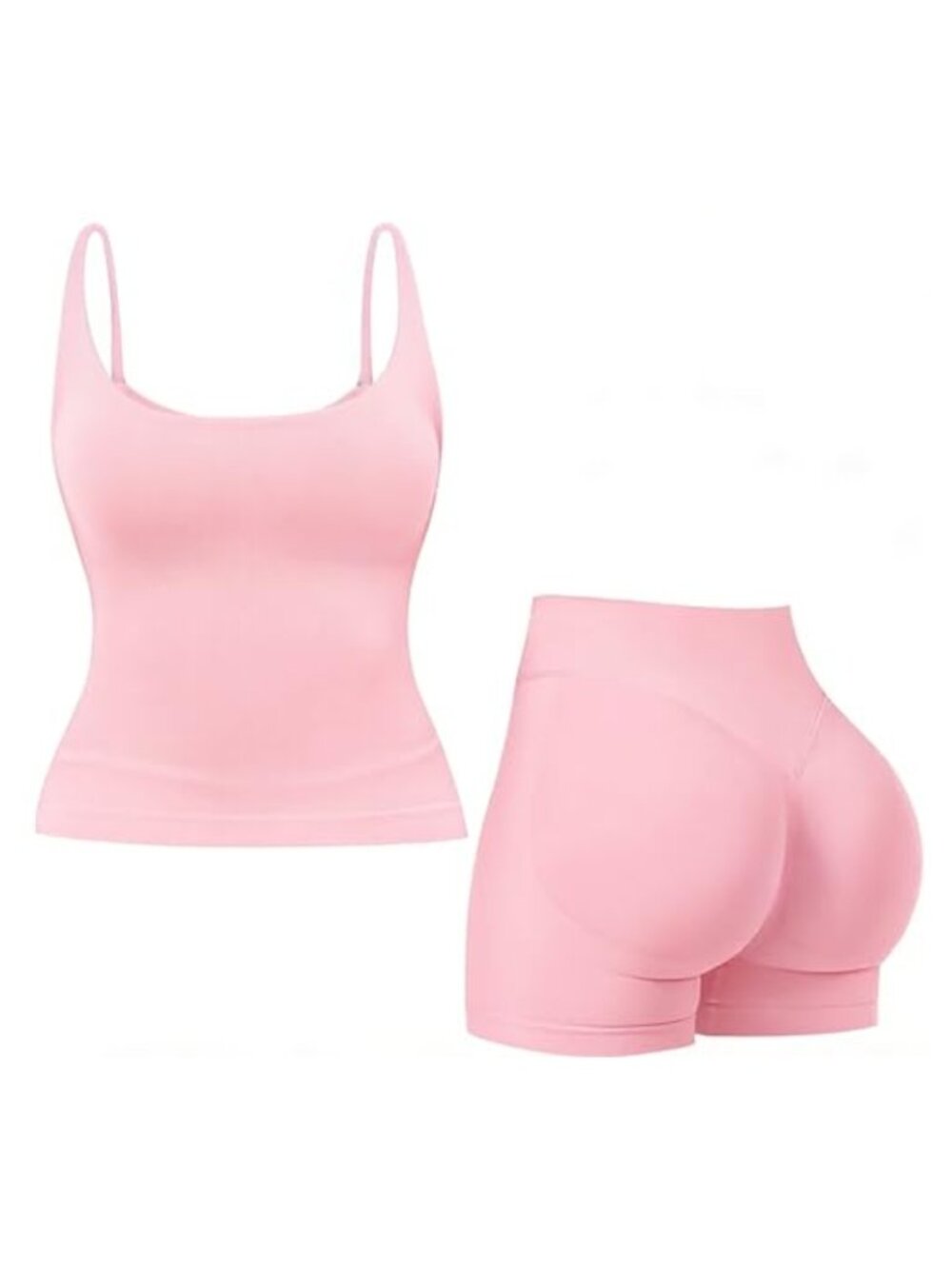 2 Piece Spaghetti Strap Tank Top & Shorts Workout Sets for Women Yoga Outfits